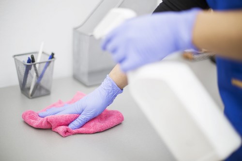 Professional domestic cleaner working in a Sutton kitchen