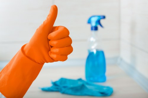 Local cleaning team working in a Sutton flat before handover