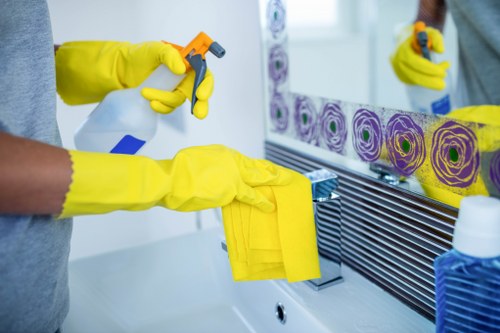 Upholstery deep cleaning equipment in a Sutton living room